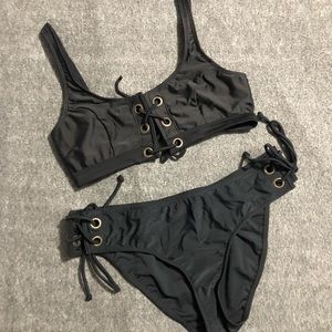 Edgy, Gold Rivet Tie-up Bikini